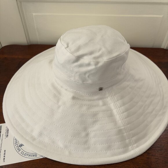 Solumbra Sun Precautions Supreme Shade Hat White Cotton Wide Brim MED New main image 8